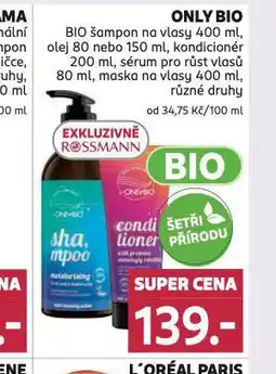 Rossmann Only bio šampon, kondicioner, sérum, maska nabídka