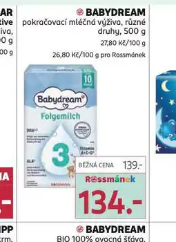 Rossmann Babydream pokračovací mléčná výživa nabídka