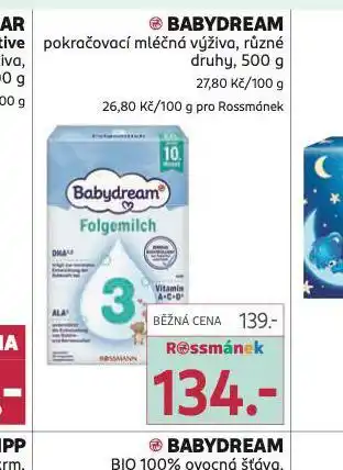 Rossmann Babydream pokračovací mléčná výživa nabídka