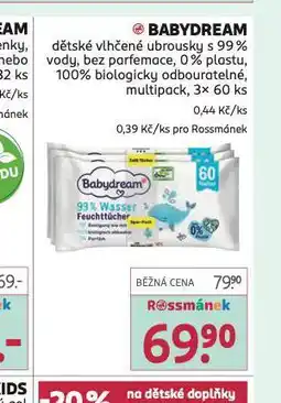 Rossmann Babydream dětské vlhčené ubrousky nabídka