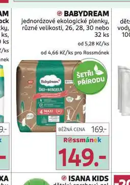 Rossmann Babydream ekologické plenky nabídka