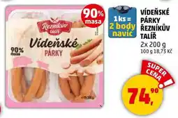 Penny Market VÍDEŇSKÉ PÁRKY ŘEZNÍKŮV TALÍŘ, 2x 200 g nabídka