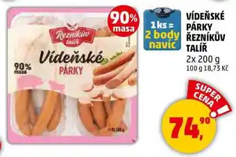 Penny Market VÍDEŇSKÉ PÁRKY ŘEZNÍKŮV TALÍŘ, 2x 200 g nabídka