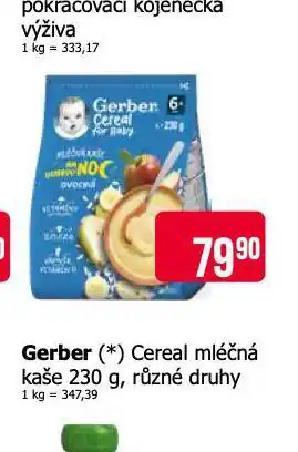 Teta Gerber cereal mléčná kaše nabídka