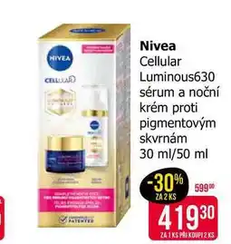 Teta Nivea Cellular Luminous630 sérum a noční krém proti pigmentovým skvrnám 30 ml/50 ml nabídka