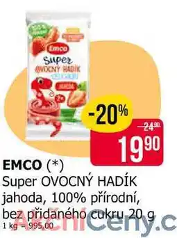 Teta Emco Super OVOCNÝ HADÍK jahoda, 100% přírodní, bez přidaného cukru 20 g nabídka