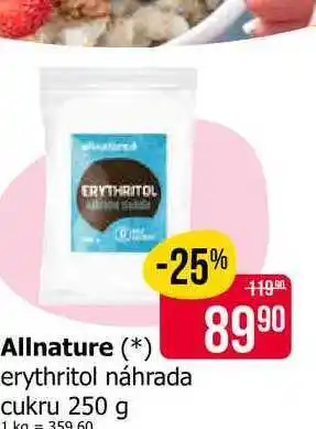 Teta Allnature erythritol náhrada cukru 250 g nabídka