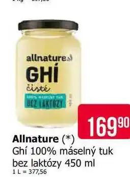 Teta Allnature Ghí 100% máselný tuk bez laktózy 450 ml nabídka