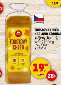 Penny Market TOUSTOVÝ CHLÉB KARLOVA KORUNA krájený, balený, 500 g nabídka