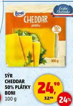 Penny Market SÝR CHEDDAR 50% PLÁTKY BONI, 100 g nabídka