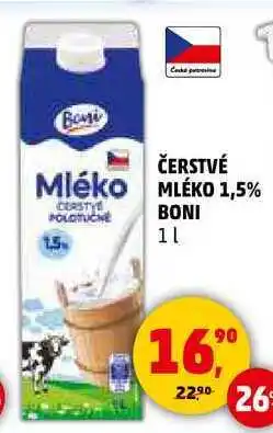 Penny Market ČERSTVÉ MLÉKO 1,5% BONI, 1 l nabídka