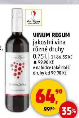 Penny Market VINUM REGUM jakostní vína různé druhy, 0,75 l nabídka