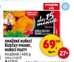 Penny Market SMAŽENÉ KUŘECÍ ŘÍZEČKY PIKANT, KUŘECÍ FILETY mražené, 400 g nabídka