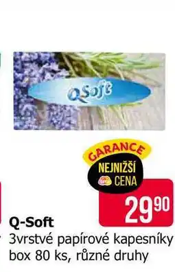 Teta QSoft 3vrstvé papírové kapesníky box 80 ks, různé druhy nabídka