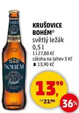 Penny Market KRUŠOVICE BOHÉM světlý ležák, 0,5 l nabídka