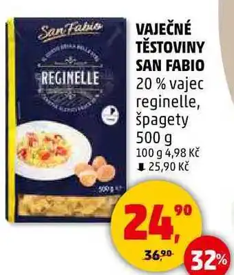 Penny Market VAJEČNÉ TĚSTOVINY SAN FABIO 20% vajec reginelle, špagety, 500 g nabídka