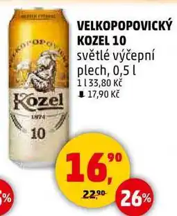 Penny Market VELKOPOPOVICKÝ KOZEL 10 světlé výčepní plech, 0,5 l nabídka