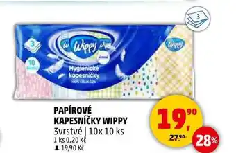 Penny Market PAPÍROVÉ KAPESNÍČKY WIPPY 3vrstvé, 10x 10 ks nabídka