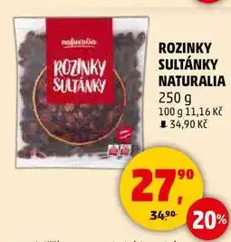 Penny Market ROZINKY SULTÁNKY NATURALIA, 250 g nabídka