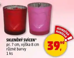 Penny Market SKLENĚNÝ SVÍCEN pr. 7 cm, výška 8 cm různé barvy, 1 ks nabídka