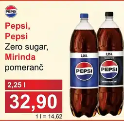 PLUS JIP Pepsi, Pepsi Zero sugar, Mirinda pomeranč nabídka