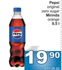 Jip PEPSI original zero sugar Mirinda orange nabídka