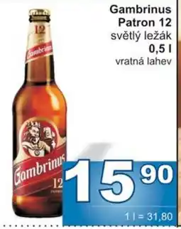 Jip Gambrinus Patron 12 světlý ležák nabídka