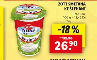 Lidl Zott smetana ke šlehání 30% nabídka