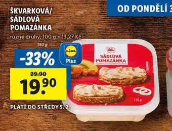 Lidl Škvarková / sádlová pomazánka nabídka