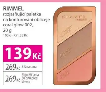 Hebe RIMMEL rozjasňující paletka na konturování obličeje coral glow 002 nabídka