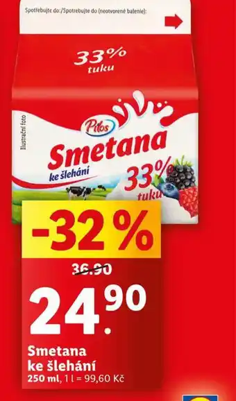 Lidl Smetana ke šlehání nabídka