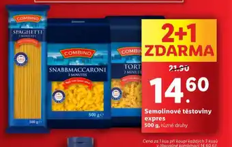 Lidl Semolinové těstoviny expres nabídka