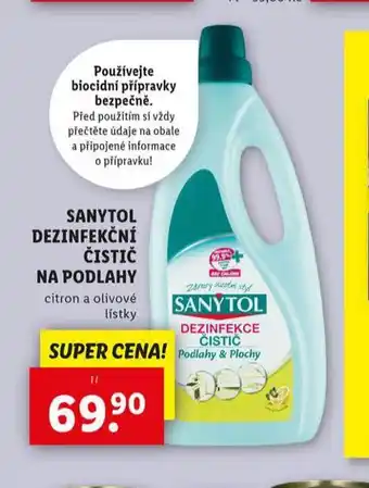 Lidl Sanytol dezinfekční čistič na podlahy nabídka