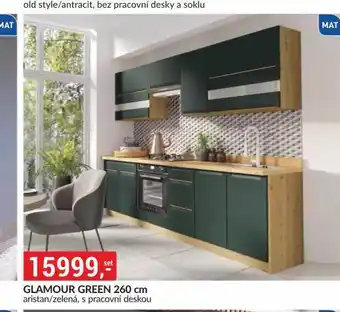 Baumax Kuchyňská linka glamour green 260 cm nabídka