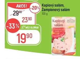 Globus Kapiový salám, žampionový salám nabídka