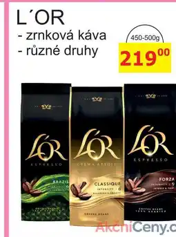 BENE Nápoje L'OR zrnková káva - různé druhy 450-500g nabídka