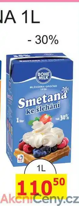 BENE Nápoje BOHE MILK Smetana 1 litr ke šlehání tuk 30% nabídka