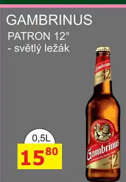 BENE Nápoje GAMBRINUS PATRON 12° světlý ležák 0,5L nabídka