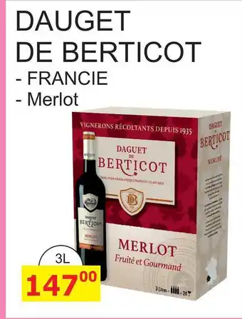 BENE Nápoje DAUGET DE BERTICOT - FRANCIE - Merlot 3l nabídka