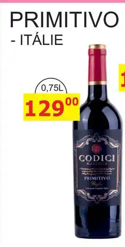 BENE Nápoje CODICI MASSERIE PRIMITIVO Puglia - ITÁLIE 0,75L nabídka