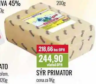 Ratio SÝR PRIMATOR cena za 1Kg nabídka