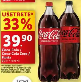 Lidl Coca-Cola/Coca-Cola Zero/Fanta, 2 l nabídka