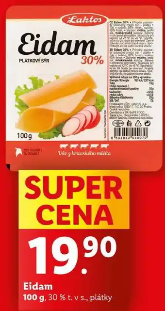 Lidl Eidam, 100 g nabídka