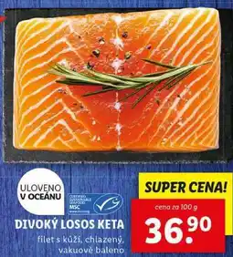 Lidl DIVOKÝ LOSOS KETA, cena za 100 g nabídka