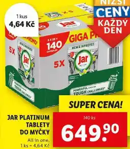 Lidl JAR PLATINUM TABLETY DO MYČKY, 140 ks nabídka