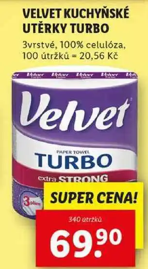 Lidl VELVET KUCHYŇSKÉ UTĚRKY TURBO, 340 útržků nabídka