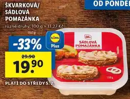 Lidl ŠKVARKOVÁ/SÁDLOVÁ POMAZÁNKA, 150 g nabídka