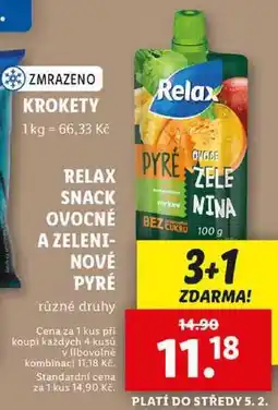 Lidl RELAX SNACK OVOCNÉ A ZELENINOVÉ PYRÉ, 100 g nabídka