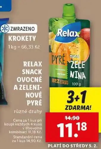 Lidl RELAX SNACK OVOCNÉ A ZELENINOVÉ PYRÉ, 100 g nabídka