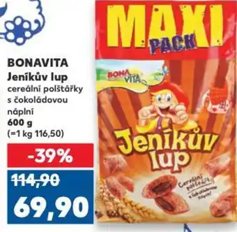 Kaufland BONAVITA Jeníkův lup cereální polštářky s čokoládovou náplní nabídka